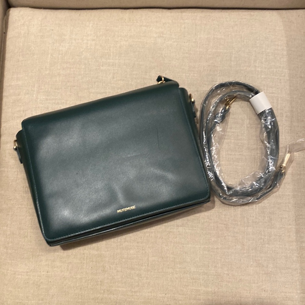 MuteMuse Amuse Bag in Sorbone Green Leather with Suede lining - Picture 5 of 10
